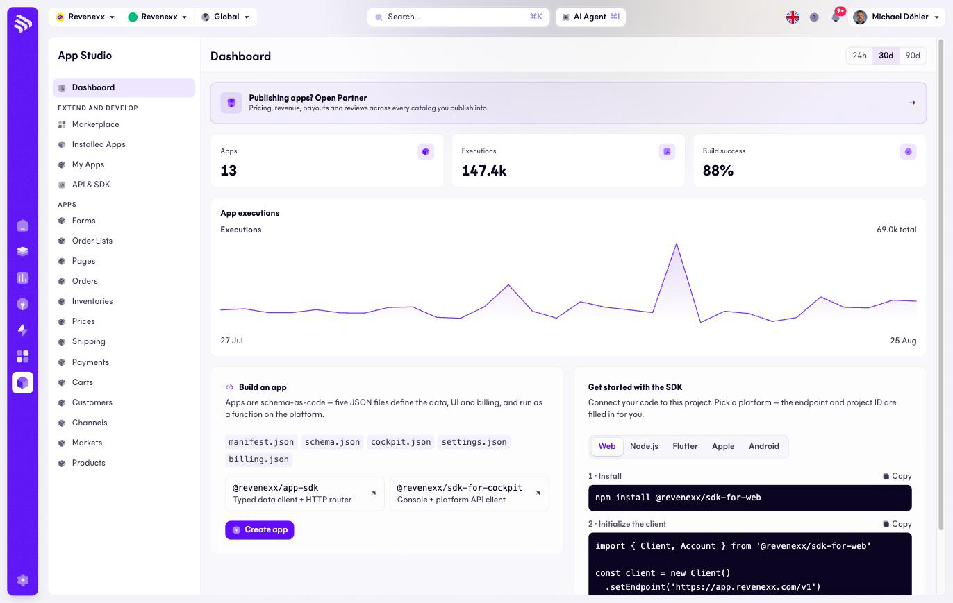 App Studio dashboard