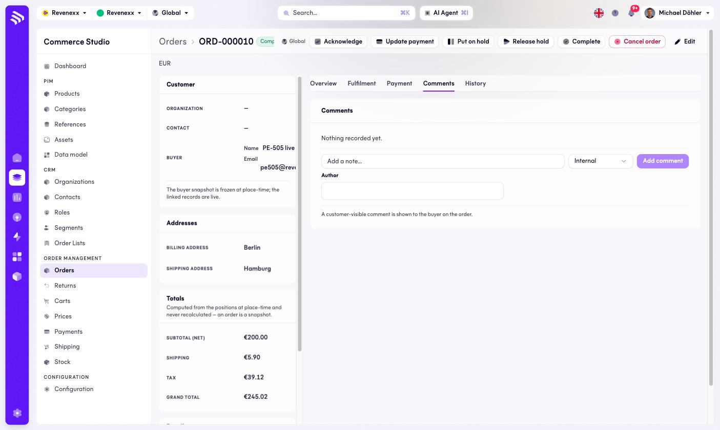 Comments tab