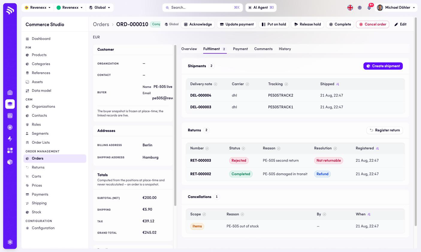 Fulfillment tab
