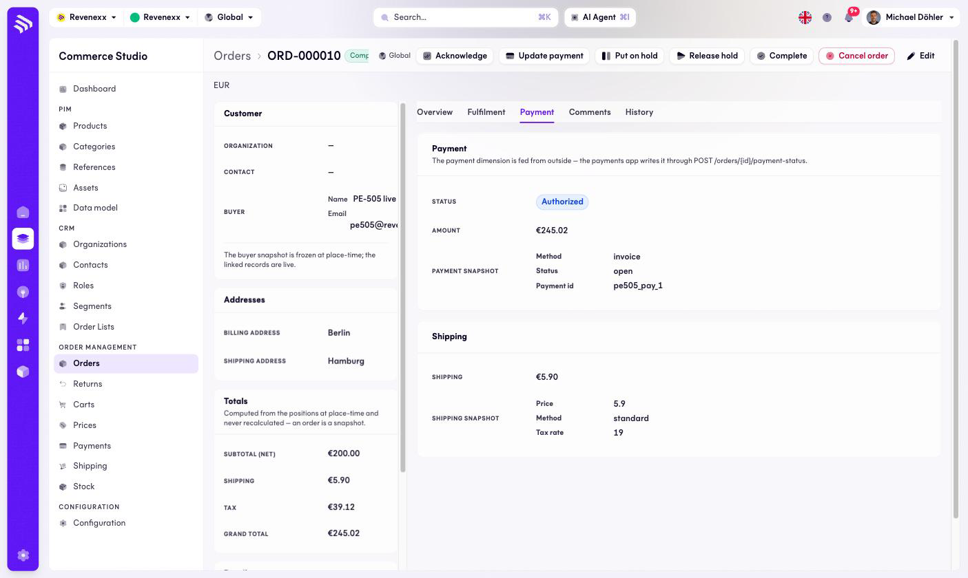 Payment tab