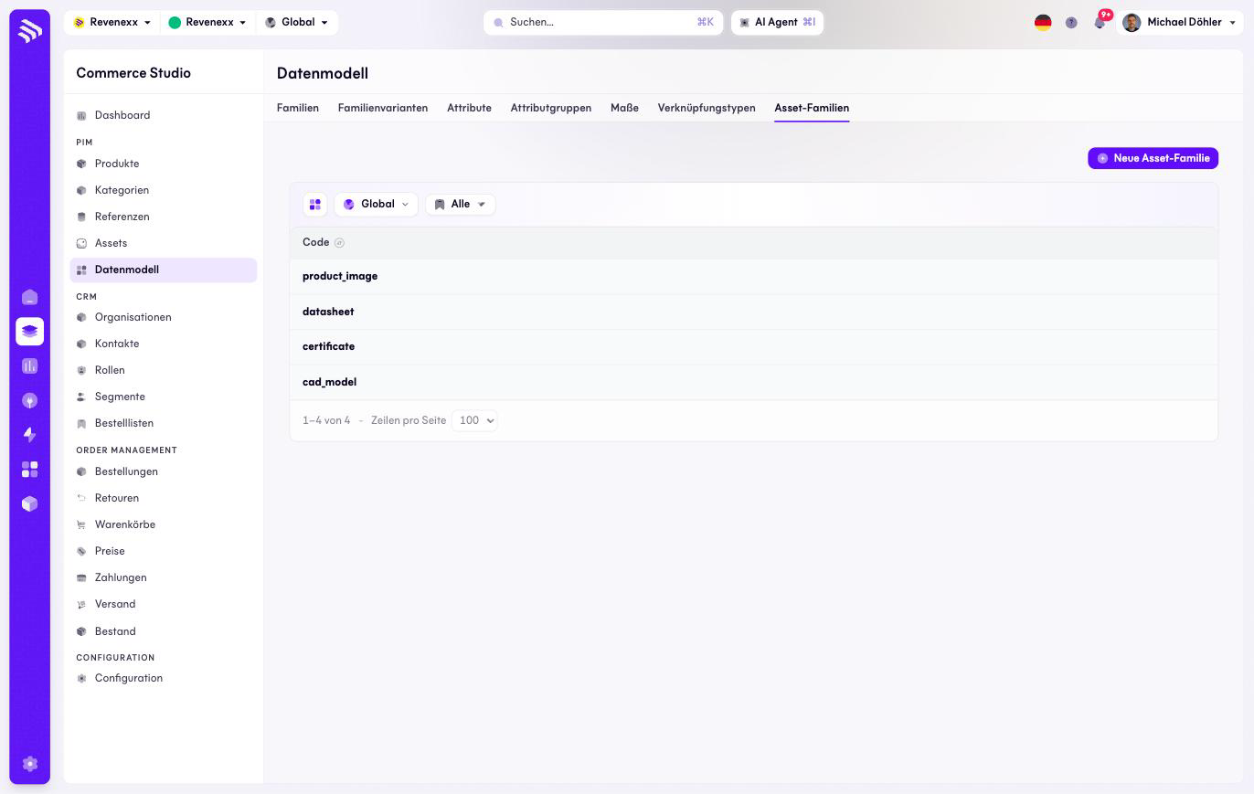Tab Asset-Familien