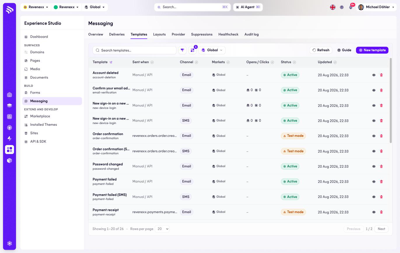 Messaging templates