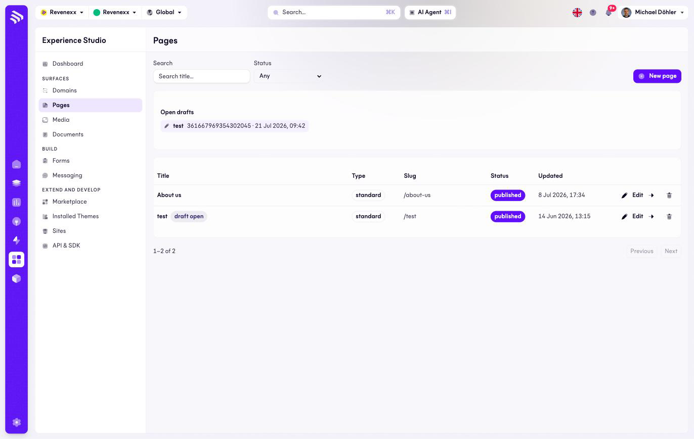 Pages list