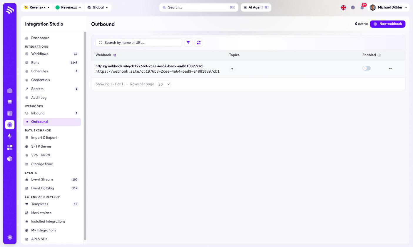 Outbound webhooks