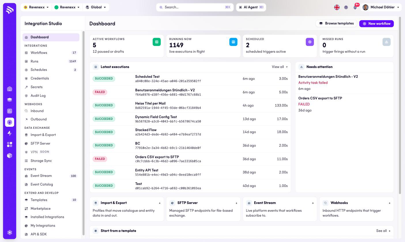 Integration Studio dashboard