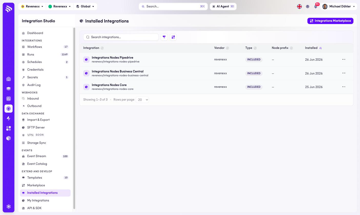 Installed integrations