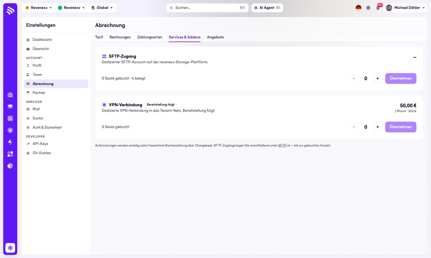 Services und Addons
