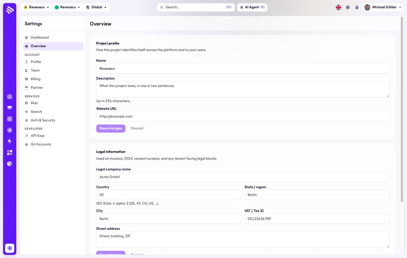 Settings overview